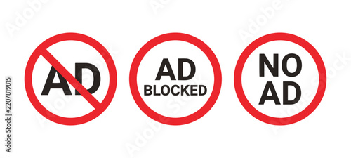 Red Prohibition Sign Ad Block Icons