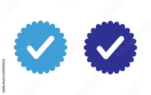 Blue Verified Check Mark Seal Set