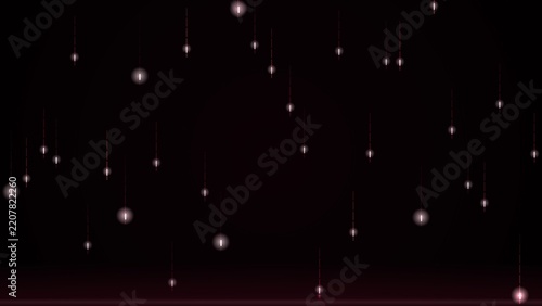 Glowing pink raindrops drift downward across a deep dark background
