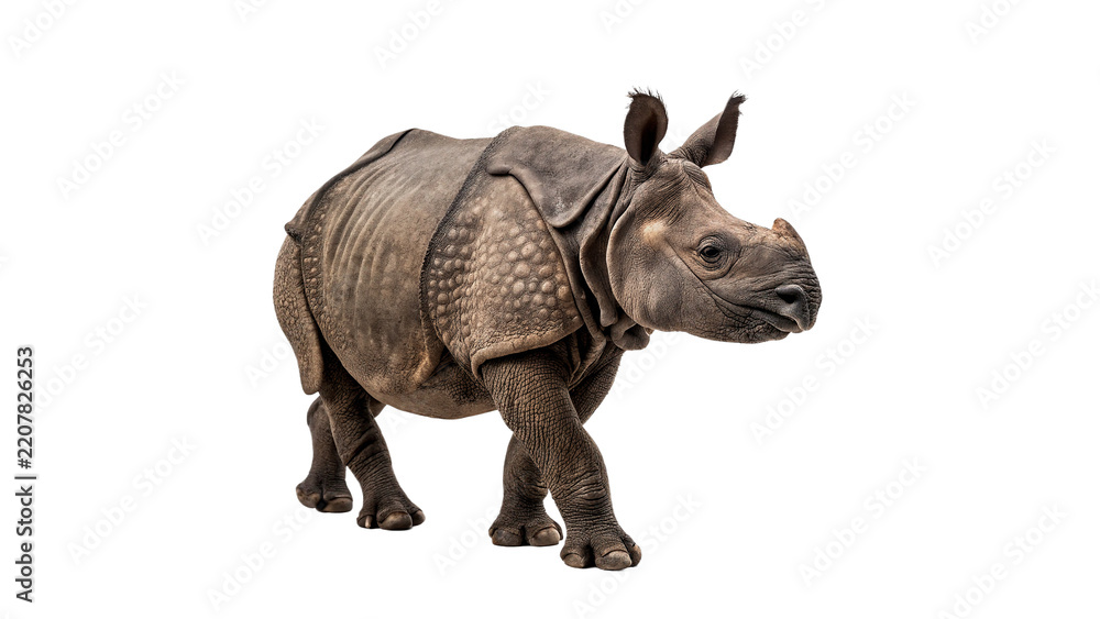 Fototapeta premium Prehistoric style rhinoceros rhino animal model figurine isolated on transparent background