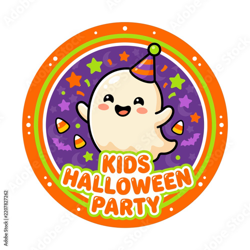 Cute Ghost, Kids Halloween Party Badge, Festive Fun