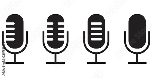 Fotografie Microphone icons collection, different style mic pictogram set, karaoke singing