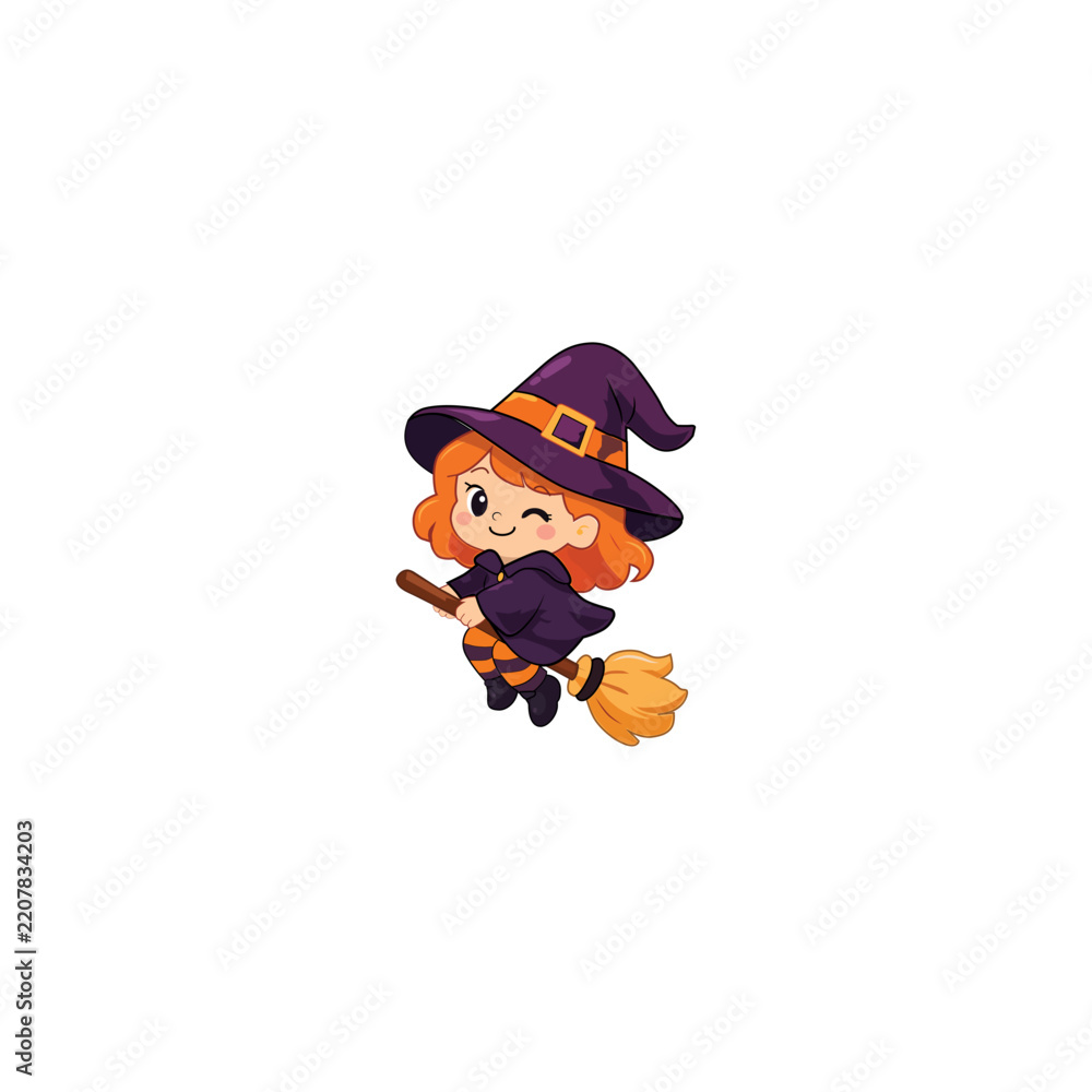 Obraz premium halloween witch on white background
