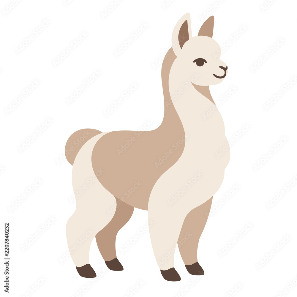 Obraz premium Beautiful Llama Illustration Standing in Light Beige Tones
