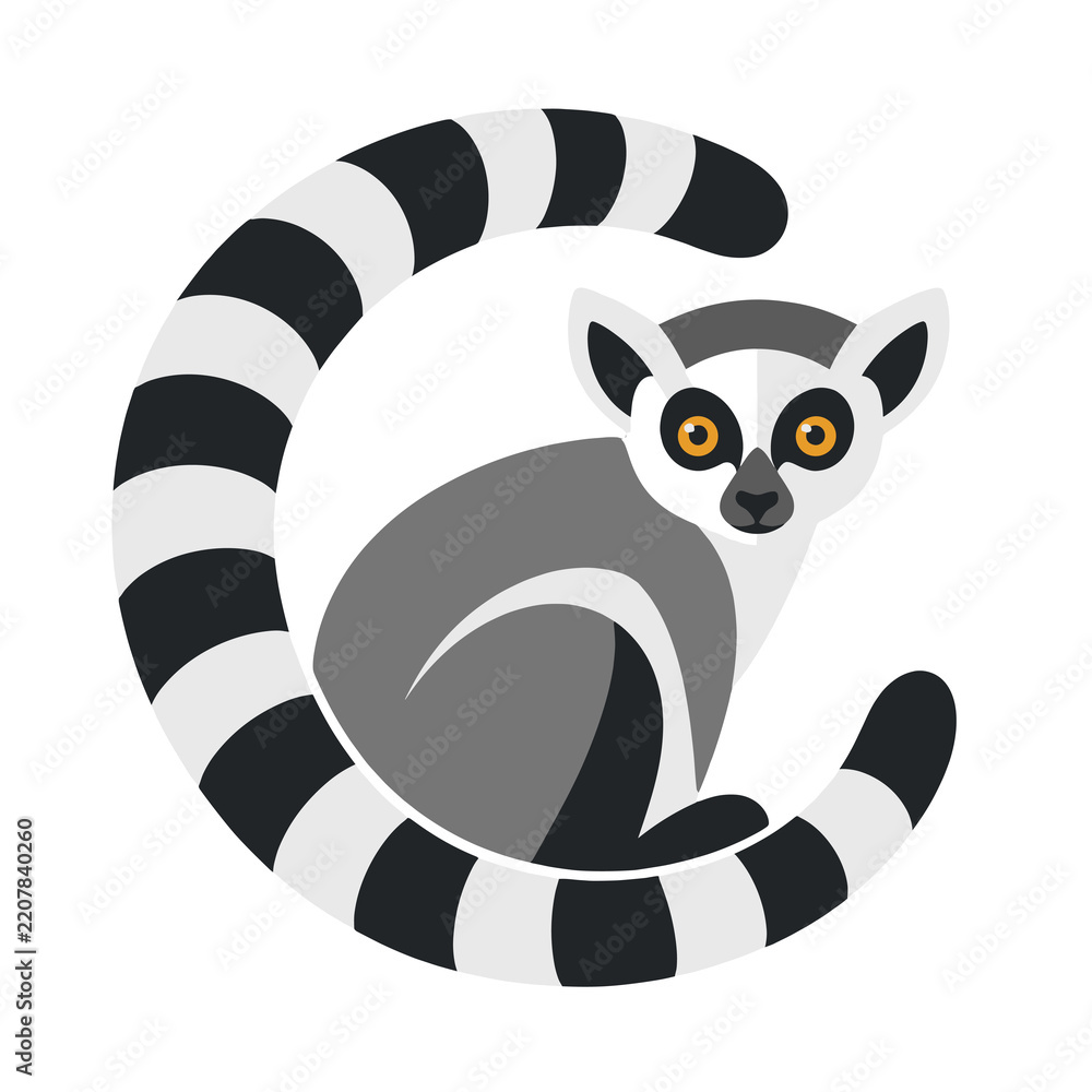 Fototapeta premium Curious Ring Tailed Lemur Illustration