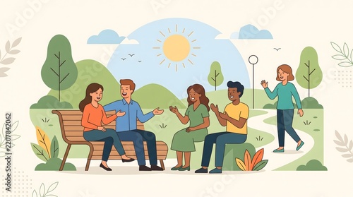 Social Wellness And Human Connection Flat Vector