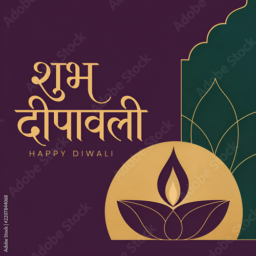 Bold Hindi Diwali Typography on Green and Purple Background