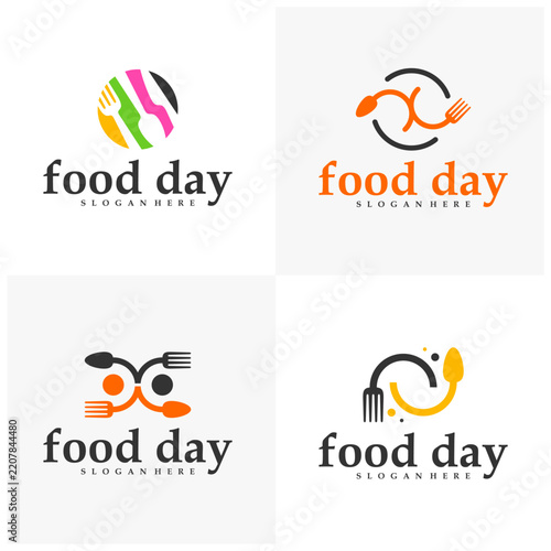 Set of Food logo vector template. Creative Spoon, fork, and knife logo design concepts