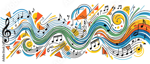 Abstract Musical Notes and Sound Waves