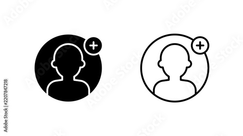 Add user profile glyph and outline icon. New contact social network.