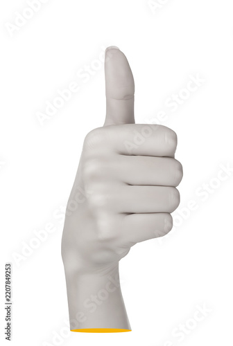 Realistic 3D human hand rendering showing a positive thumbs up gesture isolated on a clean white background for design concepts