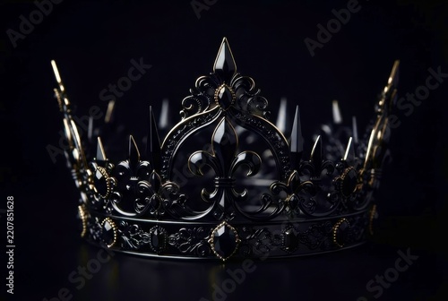 Elegant black crown gleams under dim light