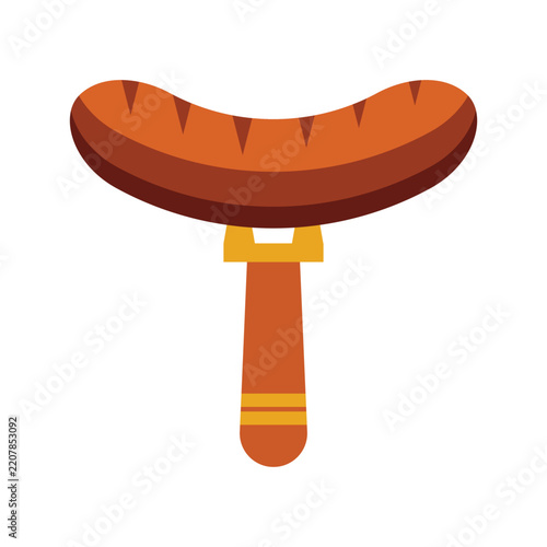Oktoberfest Bratwurst Sausage on Fork Isolated Vector Illustration