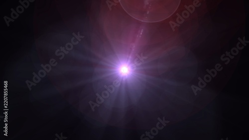 Vibrant purple light shines against deep black background