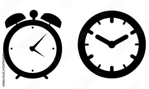 Clock time solid vector icon isolated on white background
