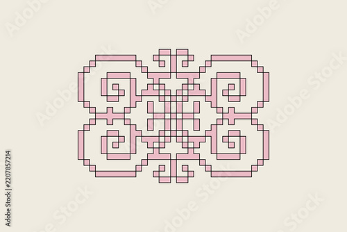 Pixel Art Ornamental Ironwork Decorative Geometric Illustration, Abstract Pattern