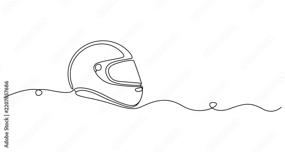 Obraz premium Motorcycle Helmet Minimalist Continuous Line Art