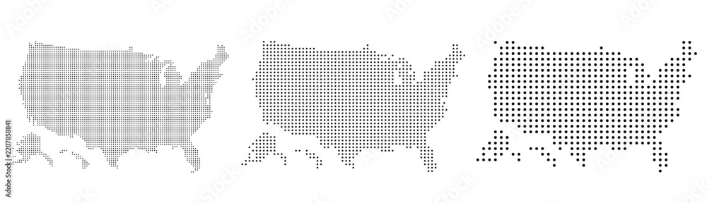 Obraz premium United states map dotted halftone style geography travel country patriotic American banner background or illustration 