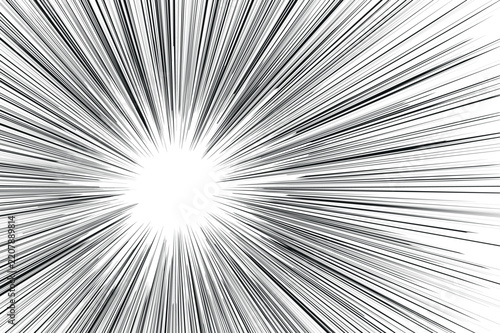 Dramatic Black and White Radial Burst Lines Background with Dynamic Motion, Speed and Energy Effect