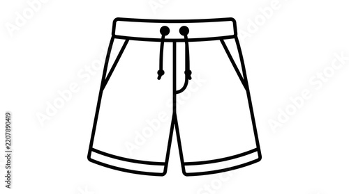 Men's Casual Summer Shorts Vector Line Art Set