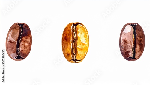 Watercolor Painting of a Single Coffee Bean