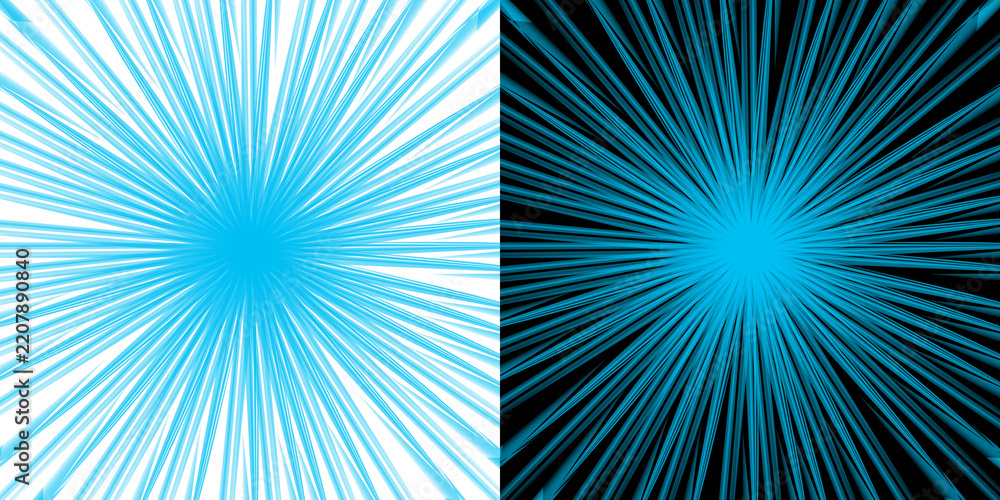 Fototapeta premium Vibrant blue starburst light rays isolated on transparent background