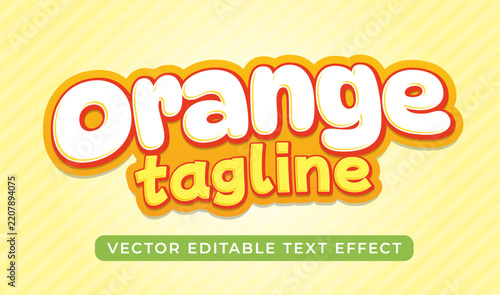 3D orange tagline cartoon editable text effect typography on yellow striped background