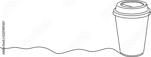 One line drawing of a paper coffee cup