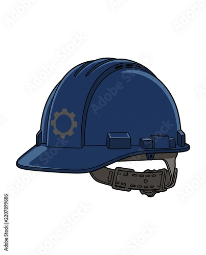 Safety Blue helm construction on white background