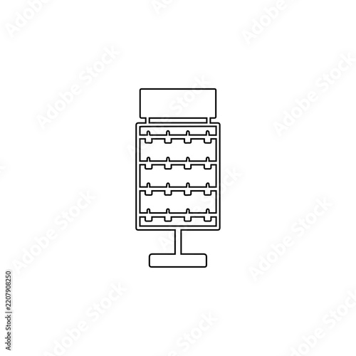 merchandise display rack outline retail pegboard stand isolated on white background