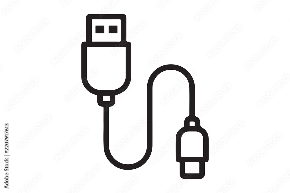 Fototapeta premium Usb cable with usba and usbc connectors for data transfer and charging devices