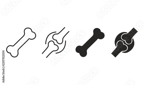 Set of bone and joint icons, simple vector illustration of human skeletal system elements vector