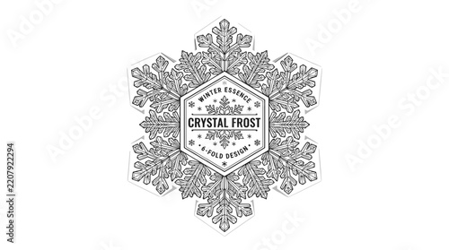 Intricate snowflake emblem with text Crystal Frost.