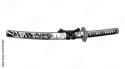 Japanese Katana Sword Illustration.