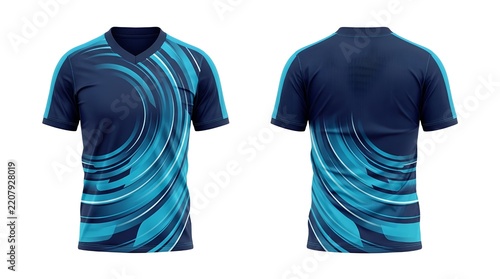 Attractive blue and white sports jersey mockup, showcasing front and back view designs perfect for team branding and athletic apparel showcasing purposes