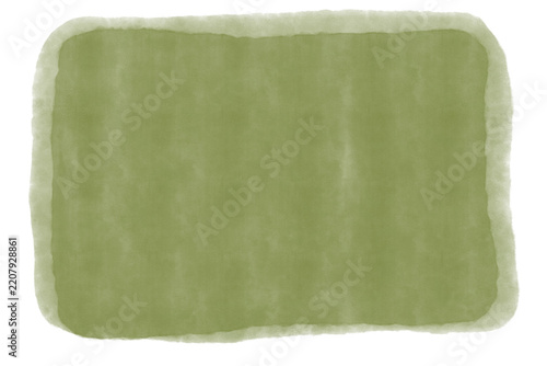 Green watercolor stain rectangular frame spot isolated for banner design PNG