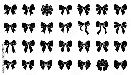 Set of elegant gift ribbon bows and decorative present knots isolated vector icons