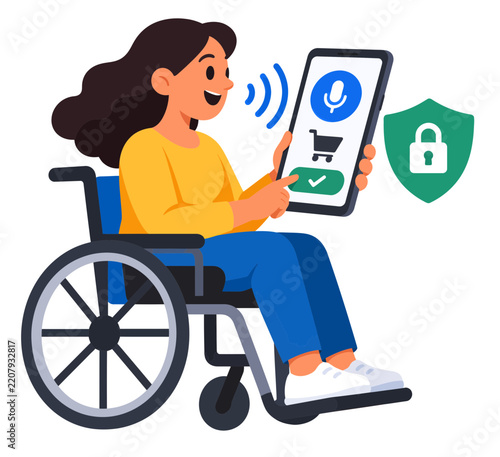 Wheelchair User Making an Accessible Mobile Checkout