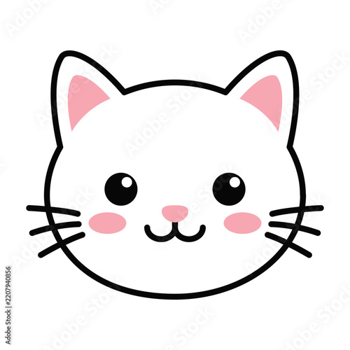 Cute White Cat face avatar vector. Ideal for stickers, icons, pet shop branding, children books, and social media graphics.