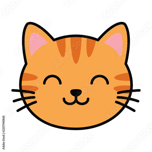 Cute Orange Tabby Cat face avatar vector. Ideal for stickers, icons, pet shop branding, children books, and social media graphics.
