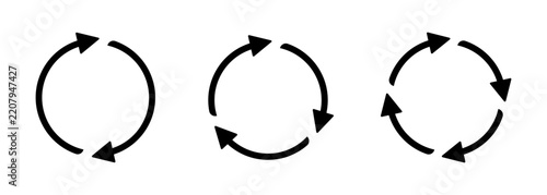 Circular arrow icon set isolated on transparent background. 2, 3, 4 rotating arrows for refresh, reload, repeat, redo, recycle, sync, loop, loading, circular process, and rotation symbols vector.