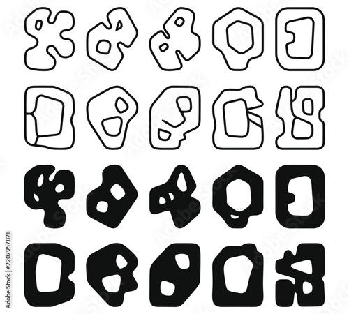 Abstract Outline Shapes And Doodle Icons Set
