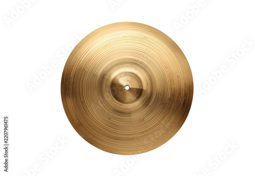 Golden cymbal musical instrument isolated with transparent background
