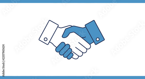 Business handshake icon representing partnership, agreement, deal, and successful collaboration. Flat graphic design element.