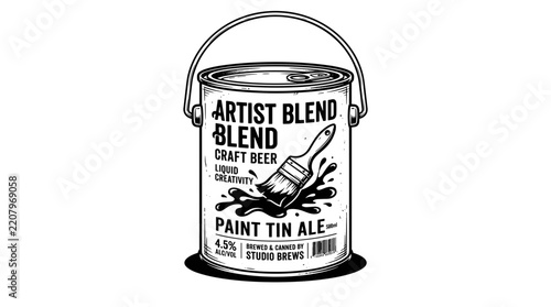 Paint Can Craft Beer Label Design.