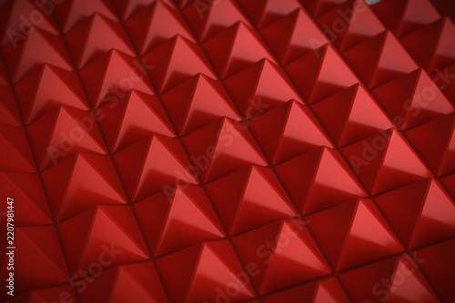 Abstract Red Geometric Pyramid Pattern Background, 3D Rendering