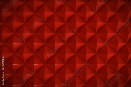 Abstract Red Geometric Pyramid Pattern Background, 3D Rendering