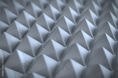 Abstract White Geometric Pyramid Pattern Background, 3D Rendering