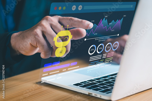 AI Business Analytics Dashboard with Intelligent Data Visualization, Predictive Insights and Digital Transformation Technology