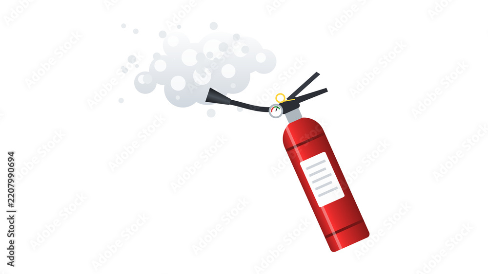 Obraz premium Glossy red fire extinguisher spraying foam
